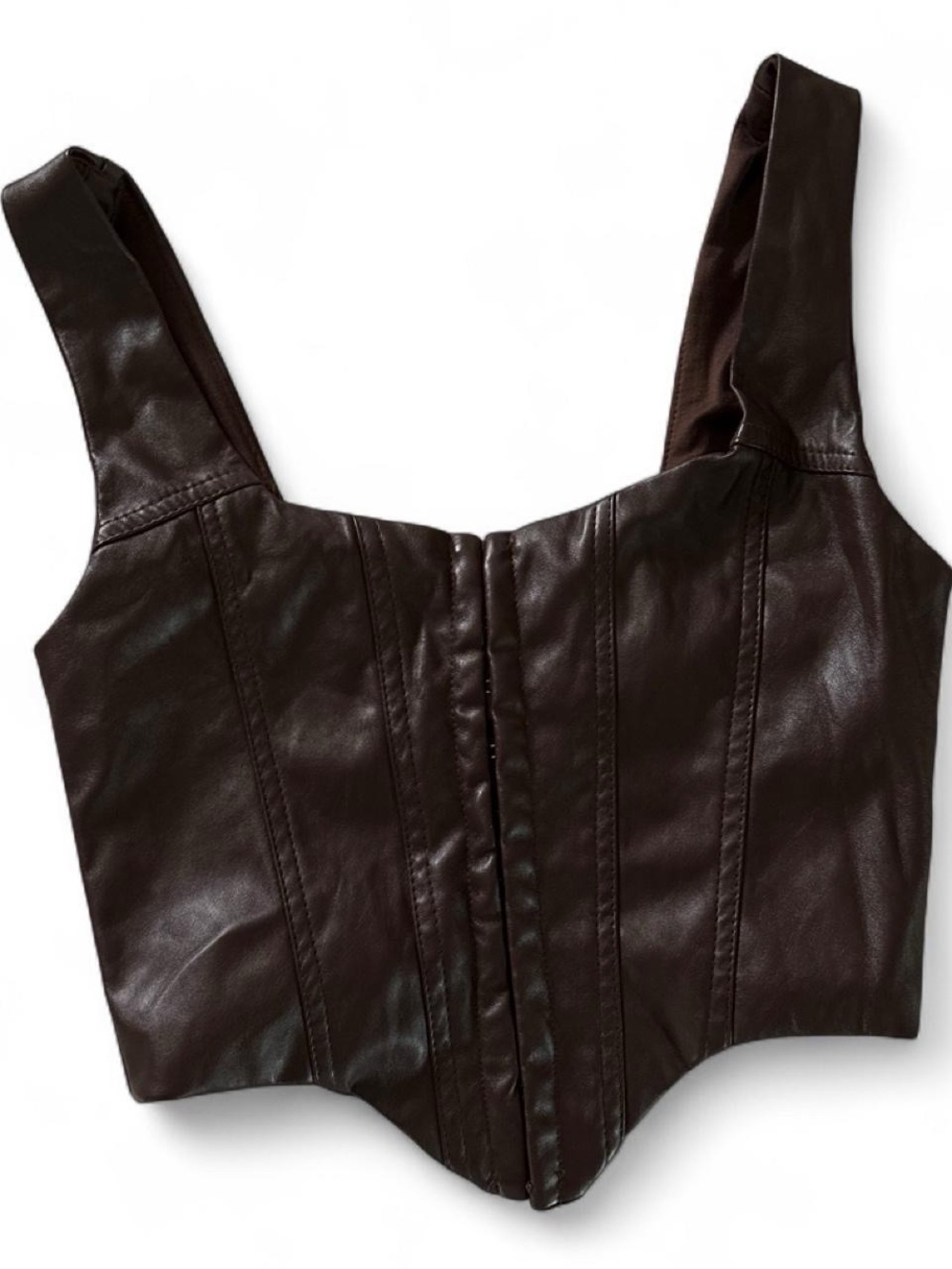 Princess Polly Dark Brown Faux Leather Corset Crop Top